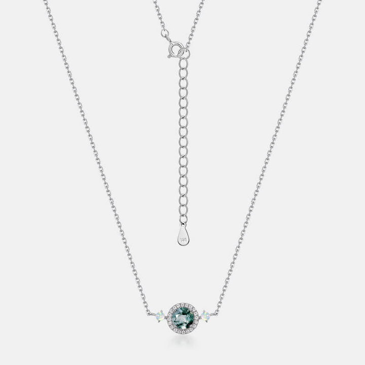 Olivenorma Natural Moss Agate Opal Pendant Necklace