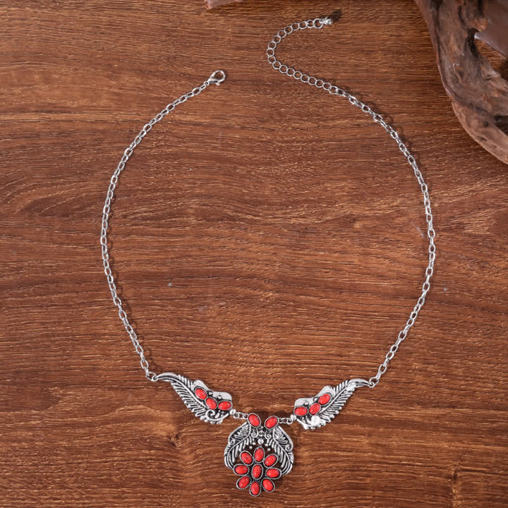 Olivenorma Bohemian Retro Ethnic Style Turquoise Carved Necklace