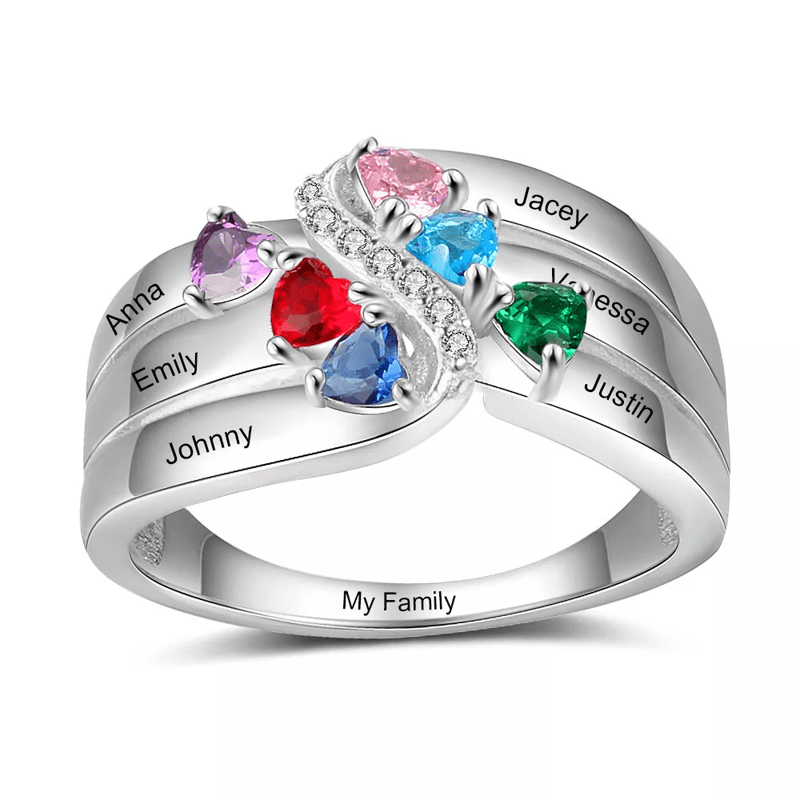 Olivenorma 925 Sterling Silver Birthstone Personalized Name Ring - image 2