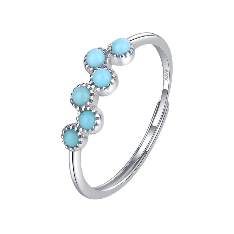 Olivenorma Creative Round Turquoise Four Claw Couple Ring