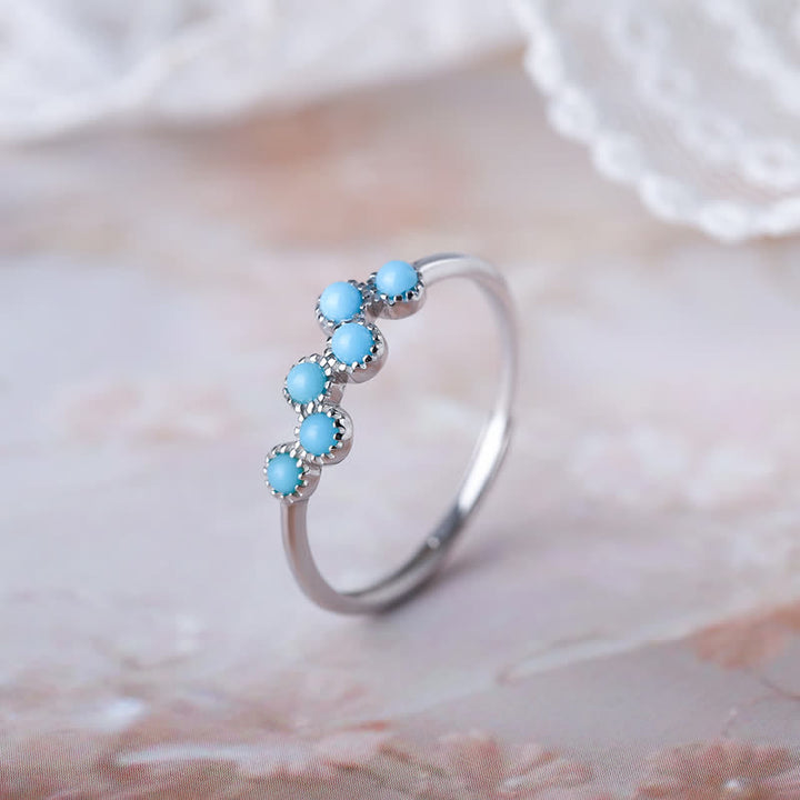 Olivenorma Creative Round Turquoise Four Claw Couple Ring - image 2