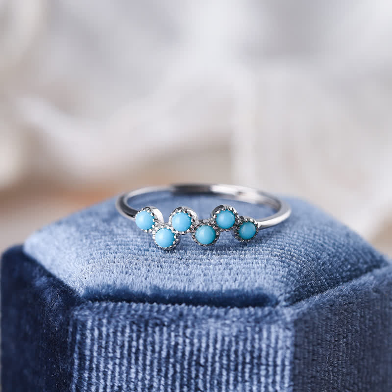 Olivenorma Creative Round Turquoise Four Claw Couple Ring - image 3