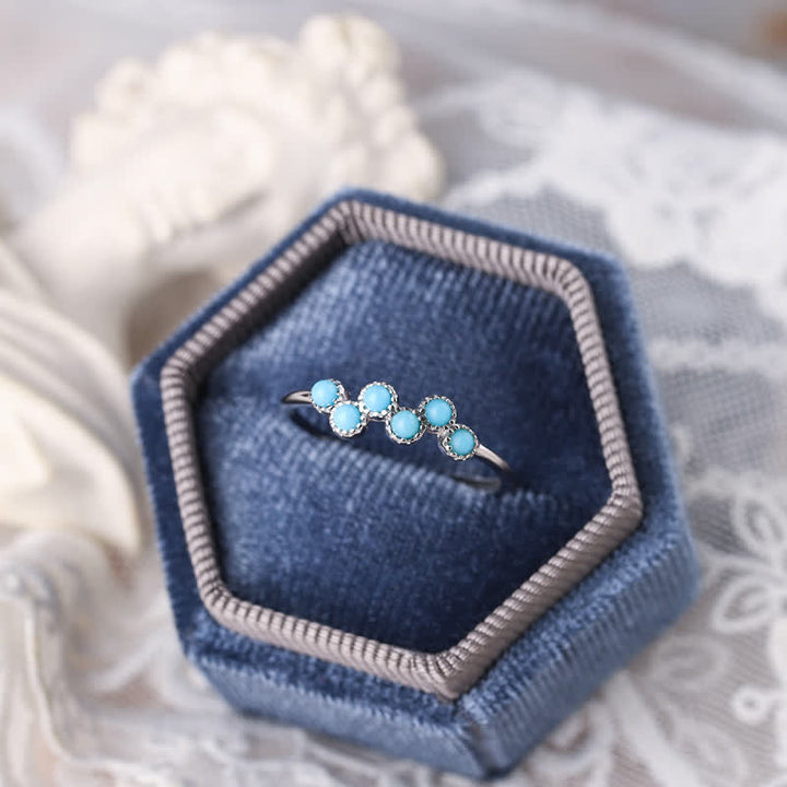 Olivenorma Creative Round Turquoise Four Claw Couple Ring - Turquoise - US 10 - image 0