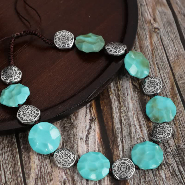 Olivenorma Retro Exaggerated Bohemia Turquoise Alloy Necklace