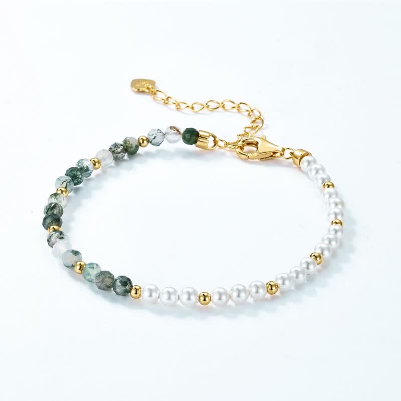 Olivenorma Moss Agate Freshwater Pearl Necklace Bracelet Jewelry Set