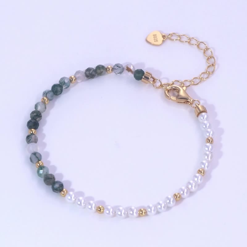 Olivenorma Moss Agate Freshwater Pearl Necklace Bracelet Jewelry Set