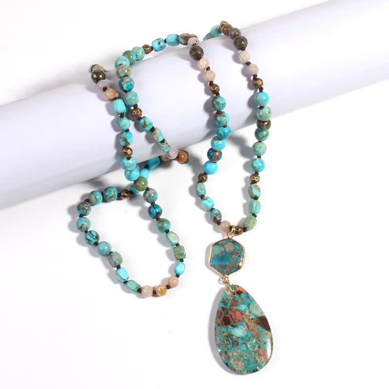 Olivenorma Natural Multicolor Emperor Stone Drop Pendant Necklace