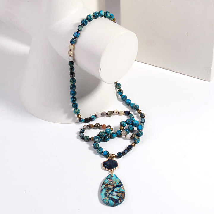 Olivenorma Natural Multicolor Emperor Stone Drop Pendant Necklace