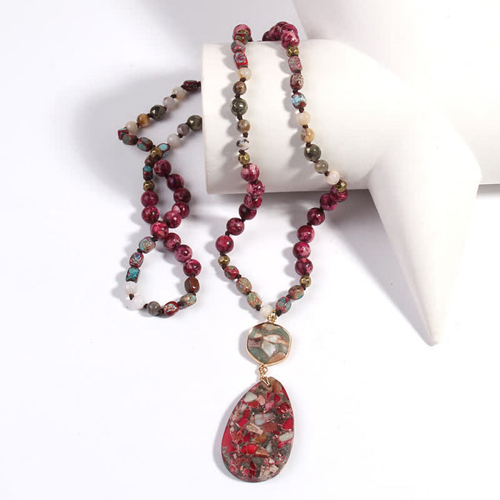 Olivenorma Natural Multicolor Emperor Stone Drop Pendant Necklace