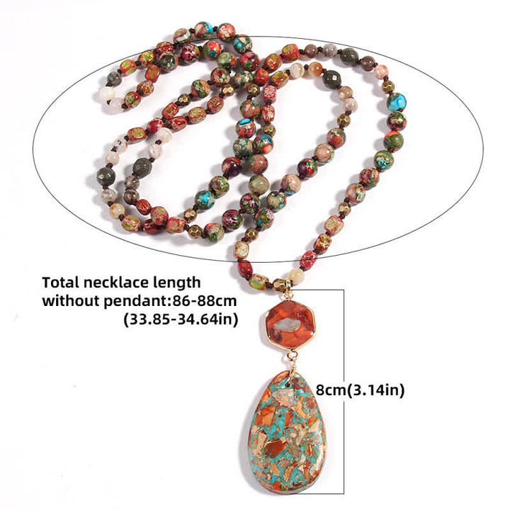 Olivenorma Natural Multicolor Emperor Stone Drop Pendant Necklace