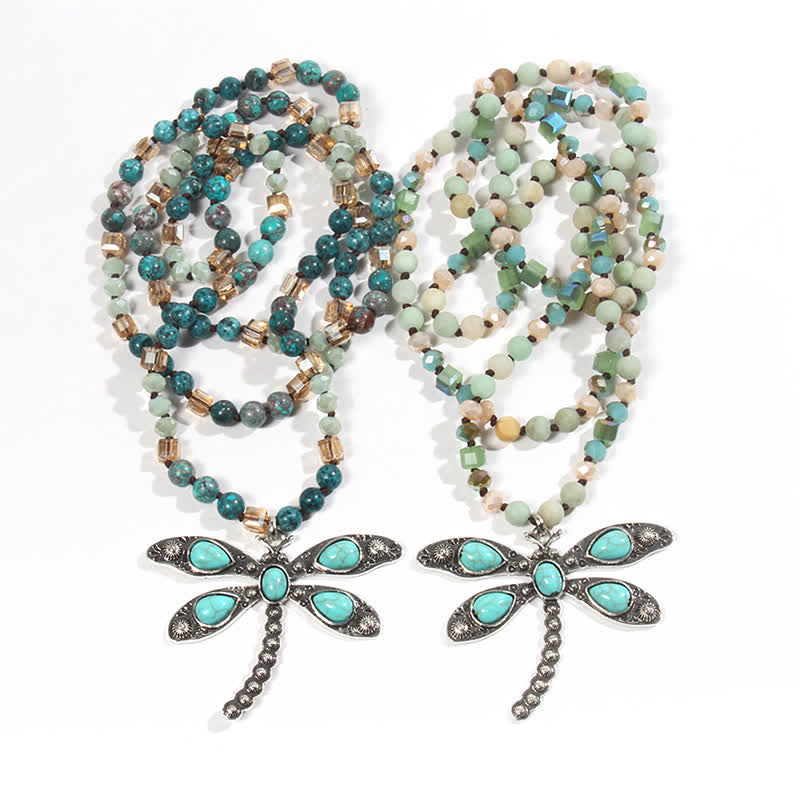 Olivenorma 6mm Beads Turquoise Dragonfly Pendant Necklace - image 7