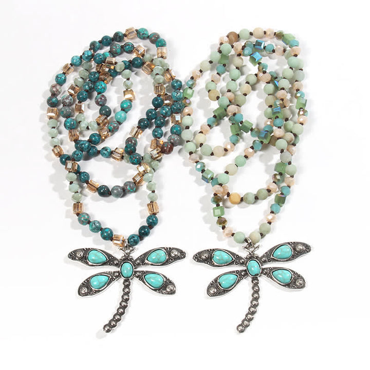 Olivenorma 6mm Beads Turquoise Dragonfly Pendant Necklace - image 7