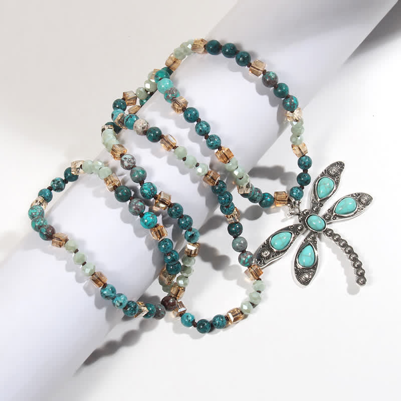 Olivenorma 6mm Beads Turquoise Dragonfly Pendant Necklace - image 1