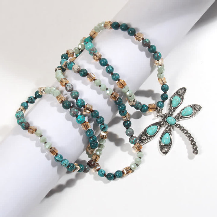 Olivenorma 6mm Beads Turquoise Dragonfly Pendant Necklace - image 1