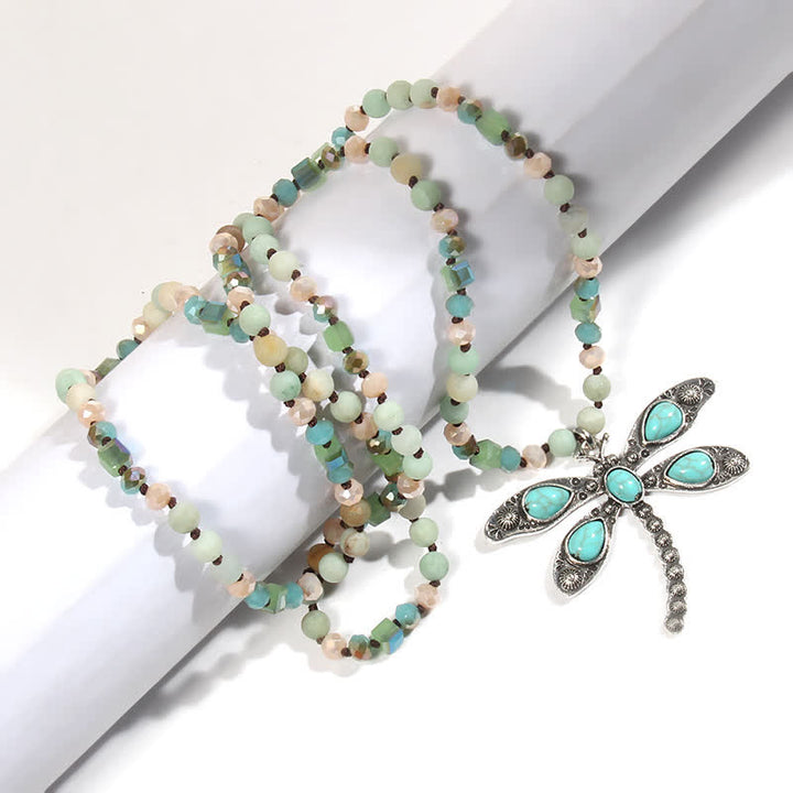 Olivenorma 6mm Beads Turquoise Dragonfly Pendant Necklace