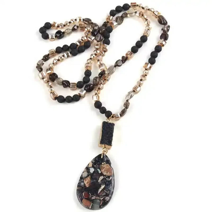 Olivenorma Emperor Stone Beads Crystal Cluster Drop Pendant Necklace