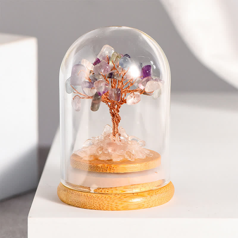 Olivenorma Natural Crystal Gravel Glass Cover Feng Shui Tree