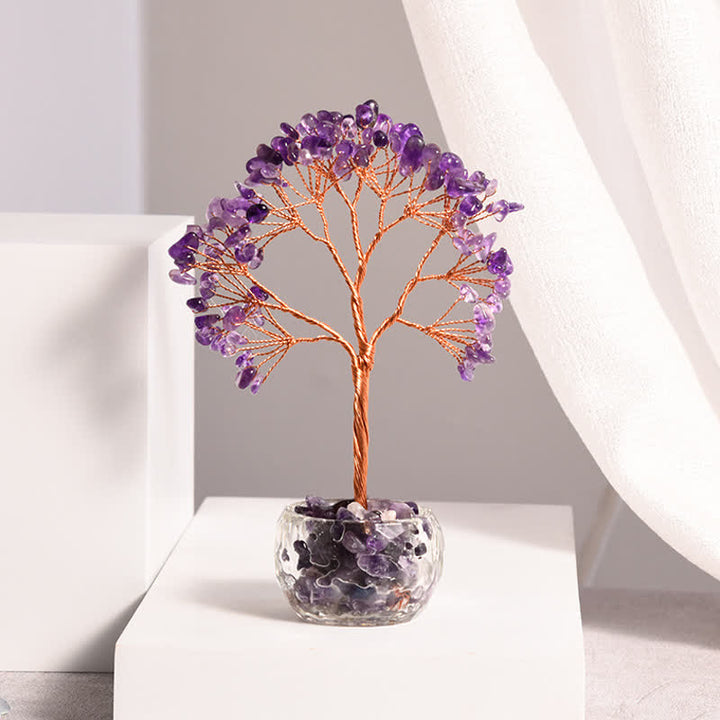 Olivenorma Natural Crystal Gravel Glass Bowl Feng Shui Tree