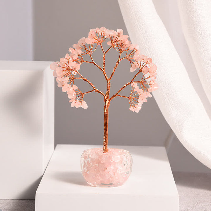 Olivenorma Natural Crystal Gravel Glass Bowl Feng Shui Tree