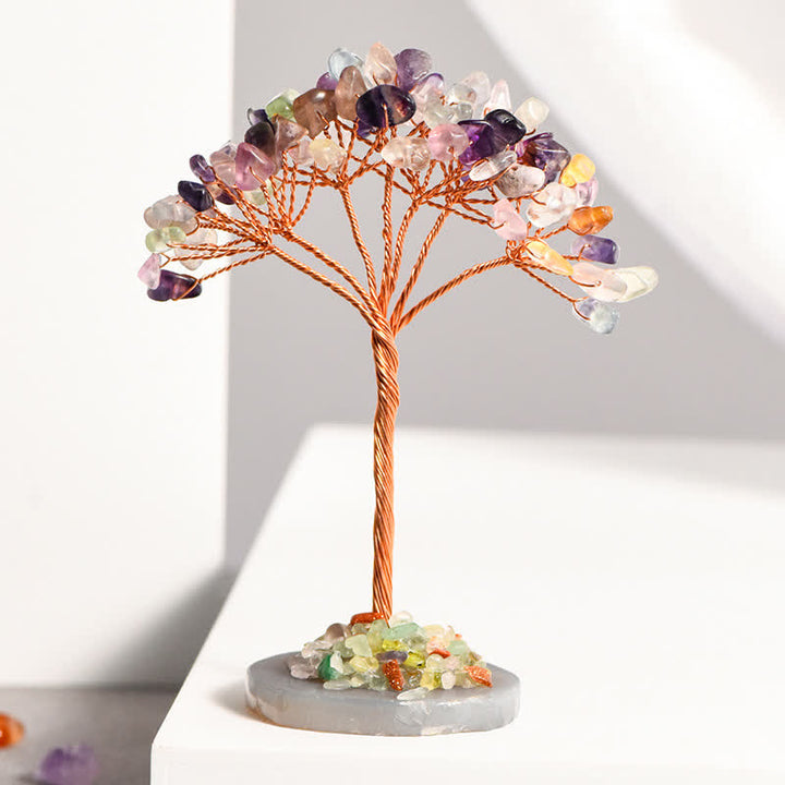 Olivenorma Natural Crystal Gravel Agate Base Feng Shui Tree