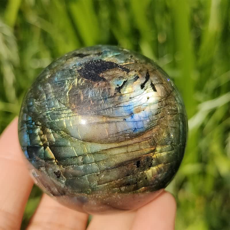 Olivenorma Natural Labradorite Crystal Sphere