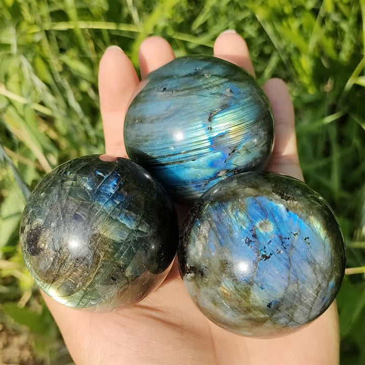 Olivenorma Natural Labradorite Crystal Sphere