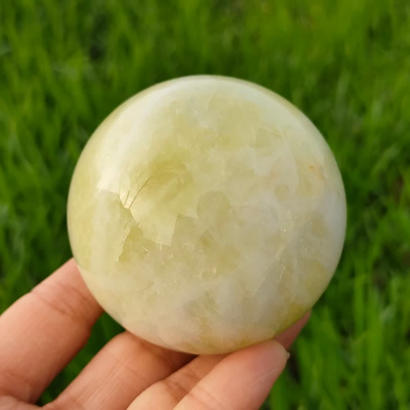 Olivenorma Set of 3 Natural Lantian Jade Crystal Sphere