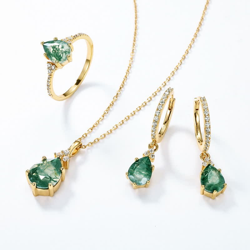 Olivenorma Golden Moss Agate Water Drop Jewelry Set - US 9 - Jewelry Set - image 0