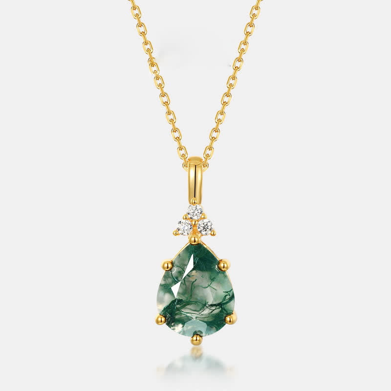 Olivenorma Golden Moss Agate Water Drop Jewelry Set - 40+5cm - Necklace - image 1