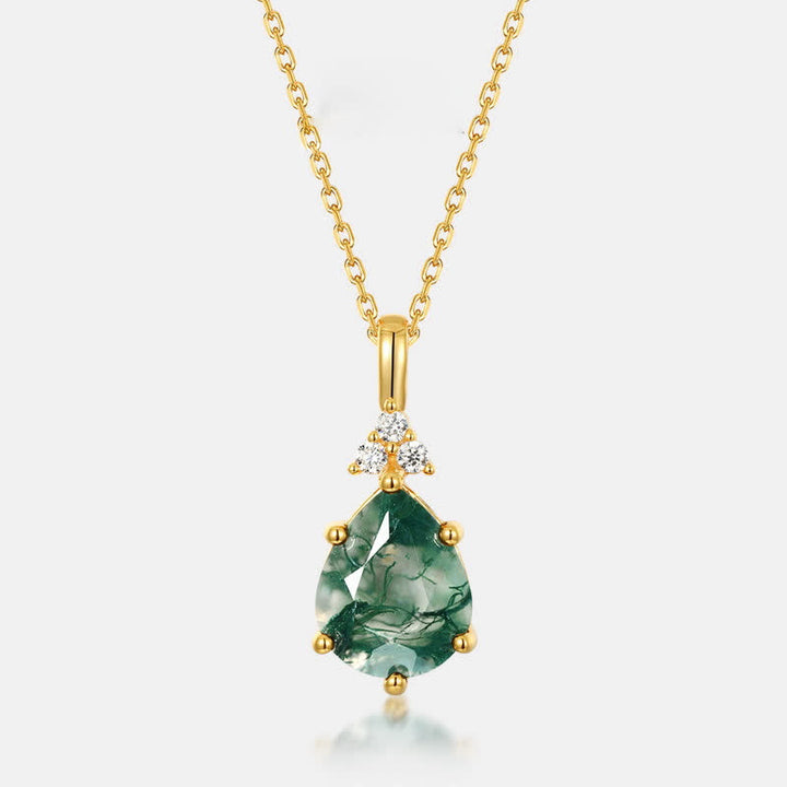 Olivenorma Golden Moss Agate Water Drop Jewelry Set - 40+5cm - Necklace - image 1