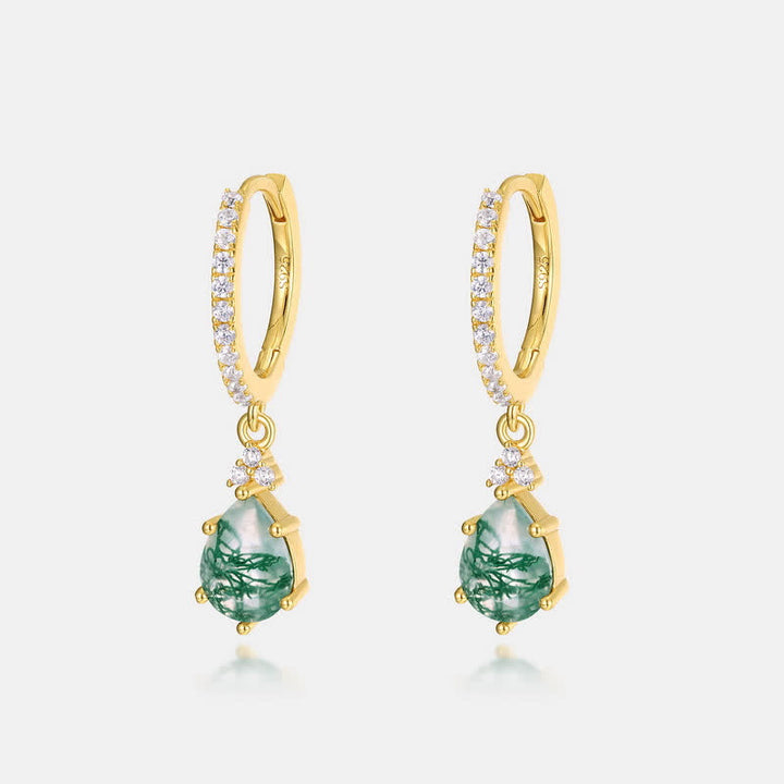 Olivenorma Golden Moss Agate Water Drop Jewelry Set