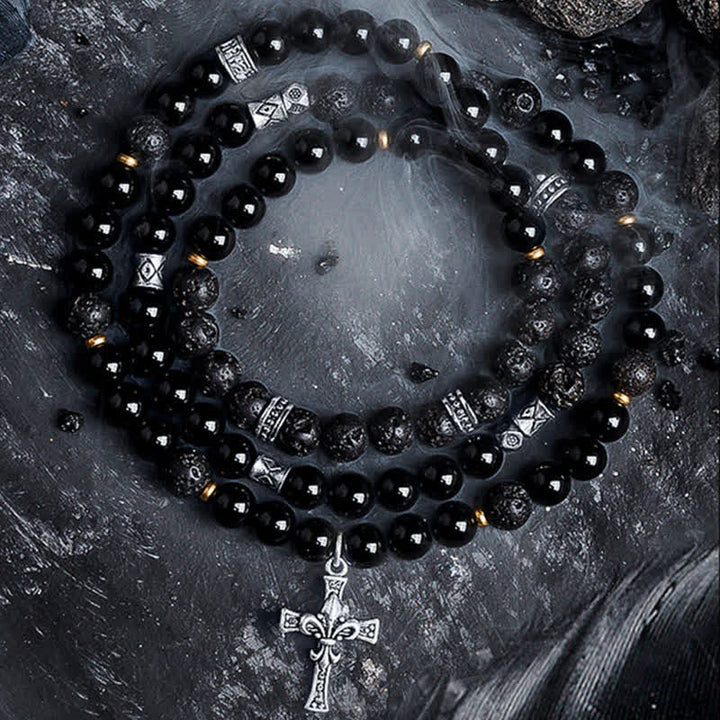 Olivenorma Lava Stone Black Labradorite Men's Beaded Bracelet - image 1