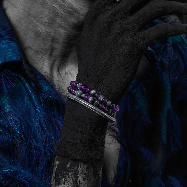 Olivenorma Natural Amethyst Men's Beaded Bracelet - image 2