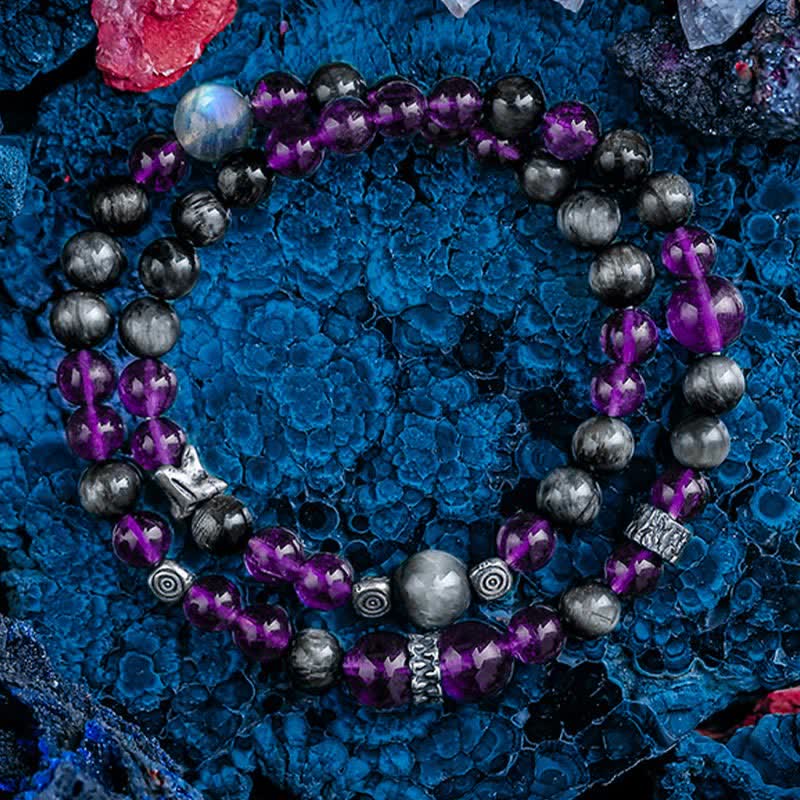 Olivenorma Natural Amethyst Men's Beaded Bracelet - image 5