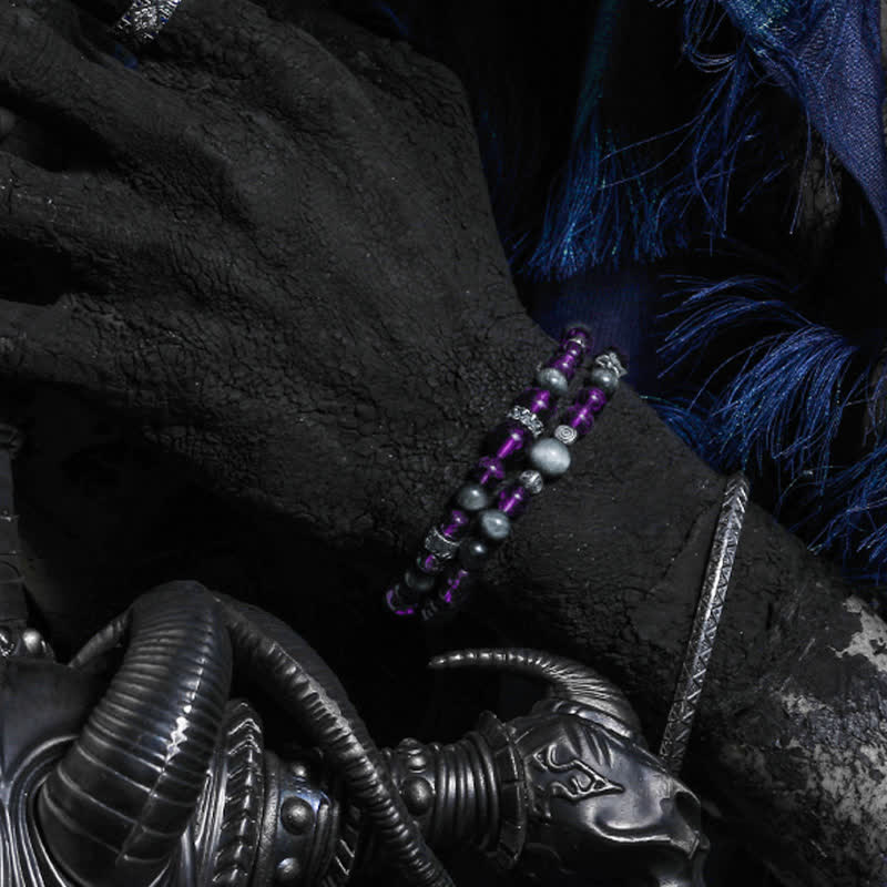 Olivenorma Natural Amethyst Men's Beaded Bracelet - image 1