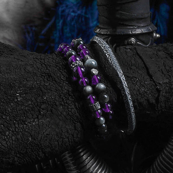 Olivenorma Natural Amethyst Men's Beaded Bracelet - image 3