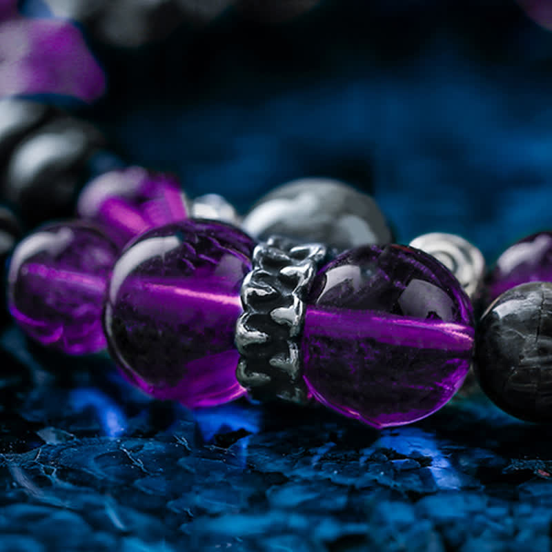 Olivenorma Natural Amethyst Men's Beaded Bracelet