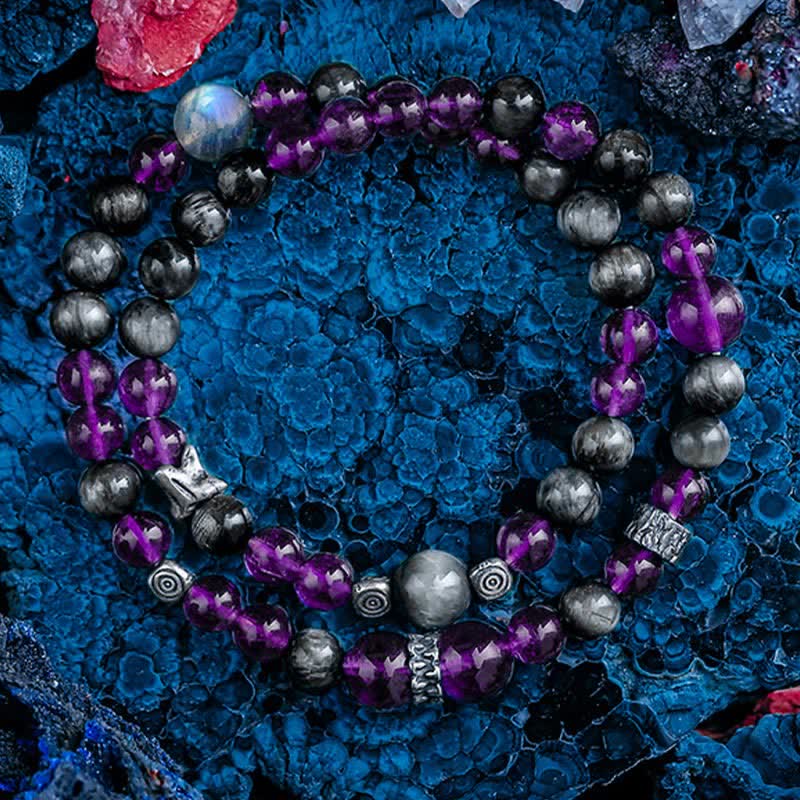 Olivenorma Natural Amethyst Men's Beaded Bracelet