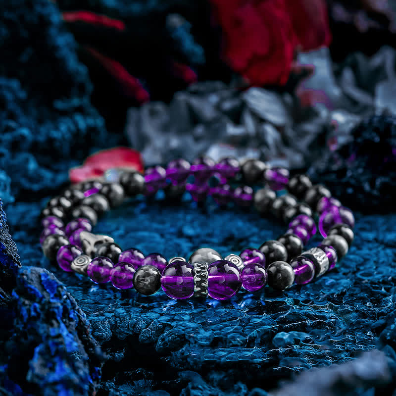 Olivenorma Natural Amethyst Men's Beaded Bracelet - 17-18cm - image 0