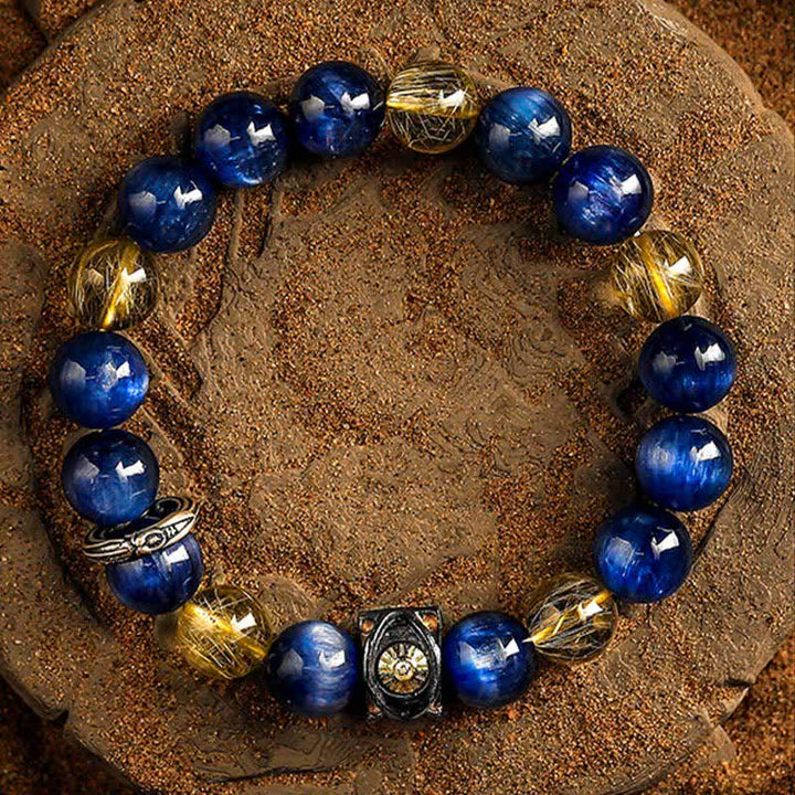 Olivenorma Natural Blue Tiger Eye Men's Beaded Bracelet - image 5