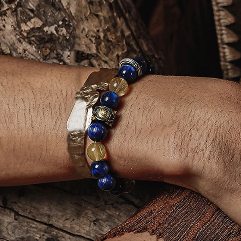 Olivenorma Natural Blue Tiger Eye Men's Beaded Bracelet - image 3