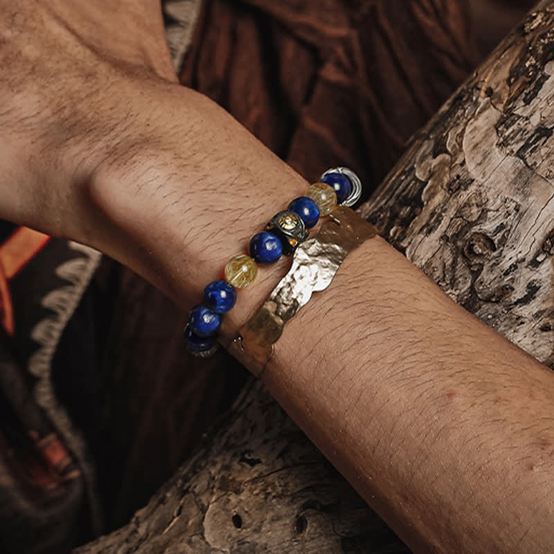 Olivenorma Natural Blue Tiger Eye Men's Beaded Bracelet - image 1