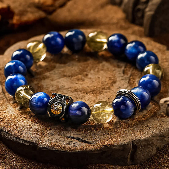Olivenorma Natural Blue Tiger Eye Men's Beaded Bracelet - image 4