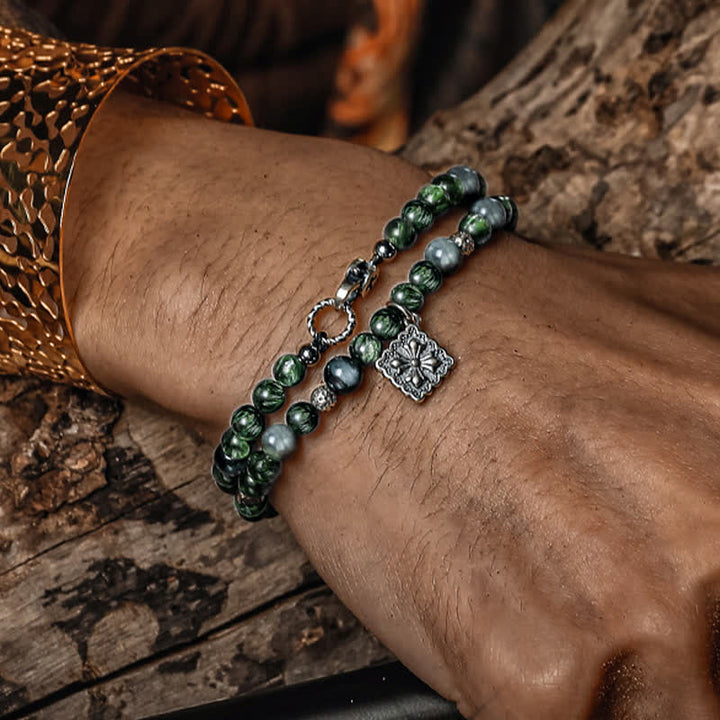 Olivenorma Natural Seraphinite Men's Beaded Bracelet - image 1