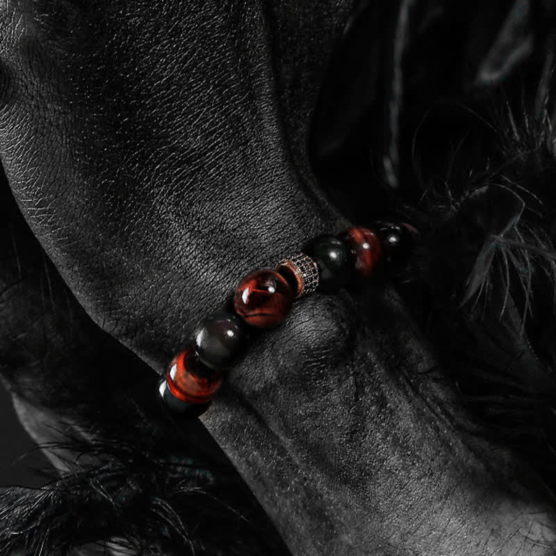 Olivenorma 12mm Natural Tiger Eye Men's Beaded Bracelet