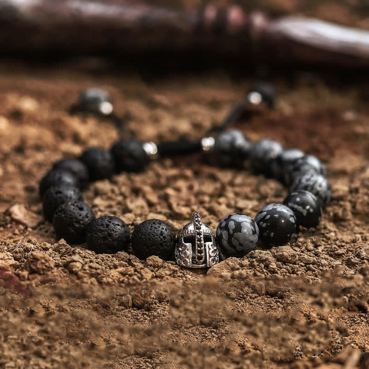 Olivenorma Natural Lava Stone Men's Beaded Bracelet