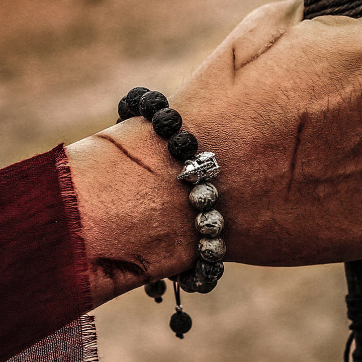 Olivenorma Natural Lava Stone Men's Beaded Bracelet