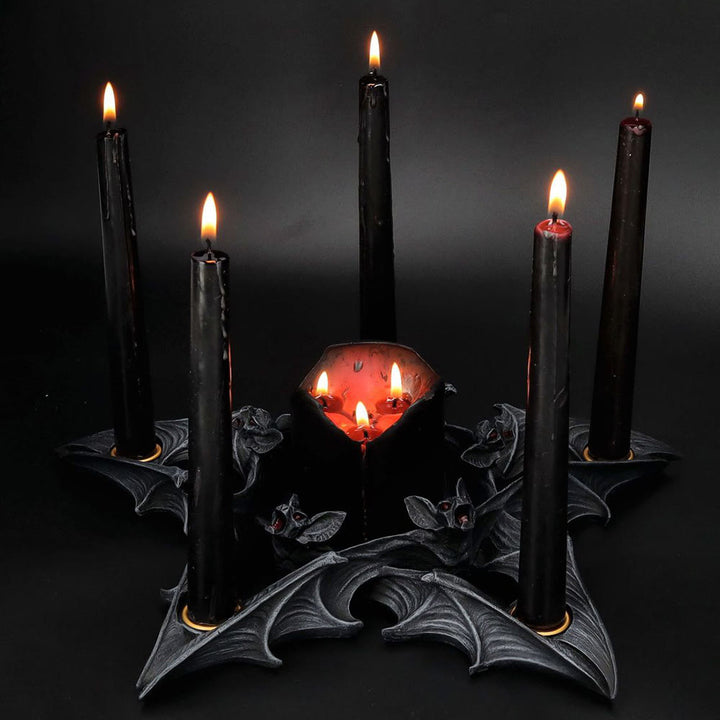 Olivenorma Spooky Pentagon Bats Shaped Candle Holder
