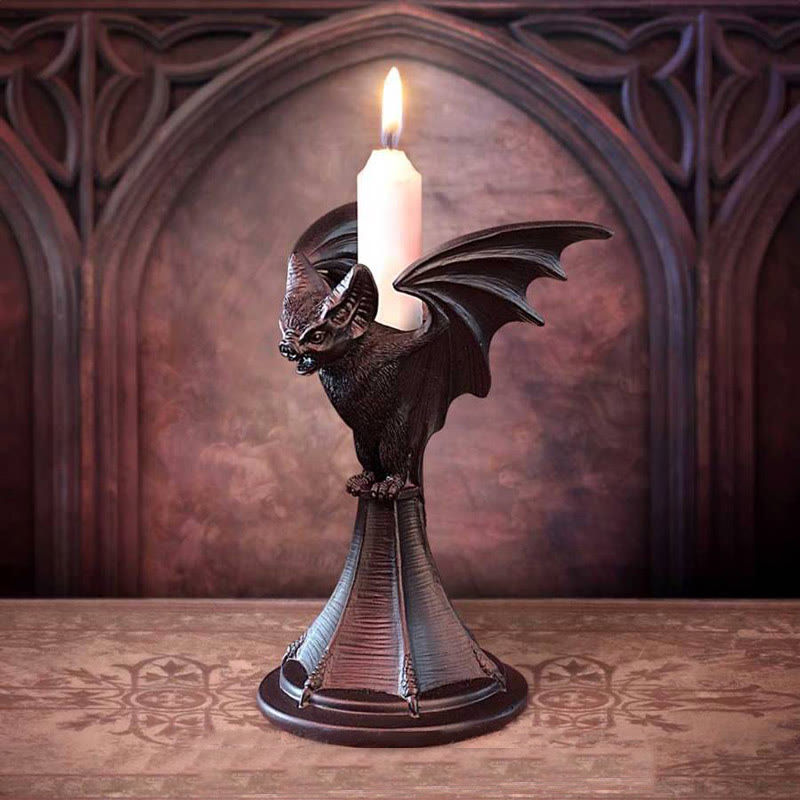 Olivenorma Resin Gothic Cat Shaped Candlestick Holder