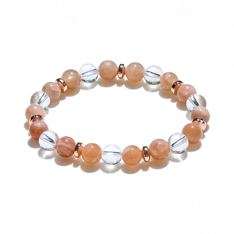 Olivenorma Natural Sun Stone Clear Crystal Women Bracelet